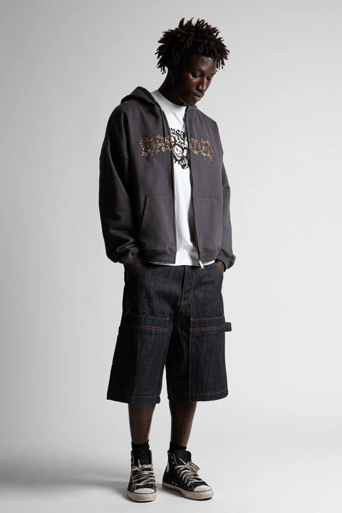 Wasted Paris Cheetah Zip Hoodie - Black