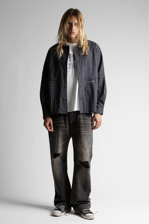 Wasted Paris Cross Tartan Shirt - Black Tartan