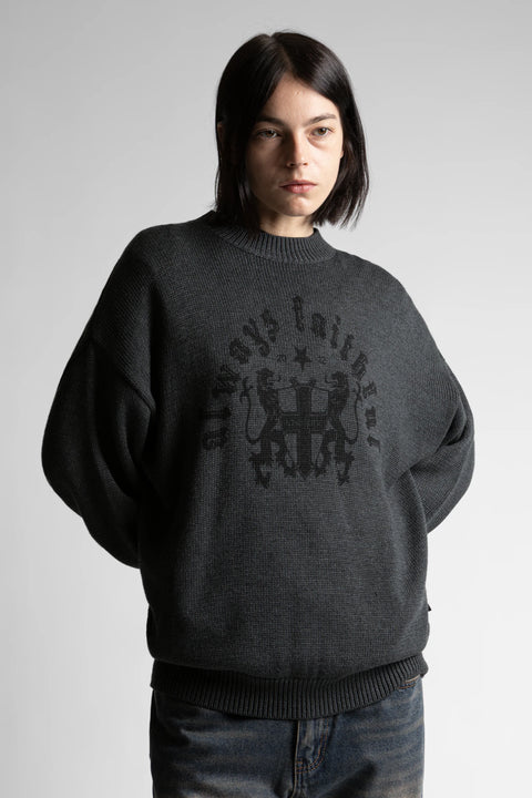 Wasted Paris Pull Emblem Sweater - Old Black