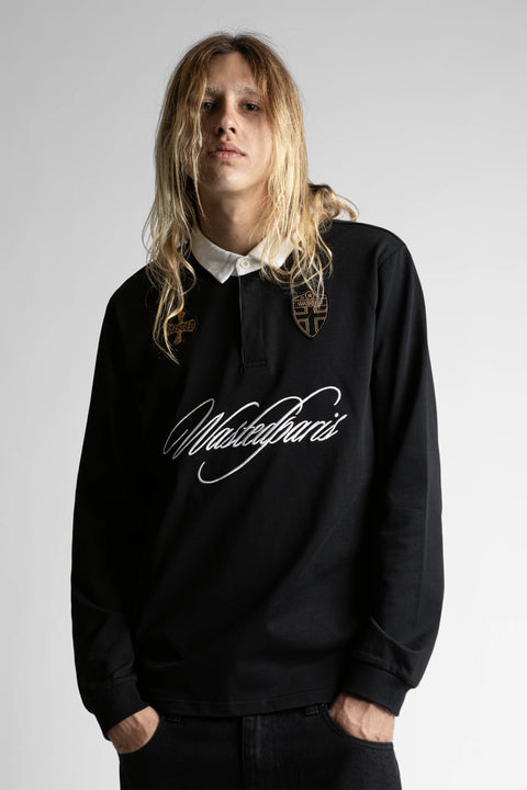 Wasted Paris Script Polo - Black