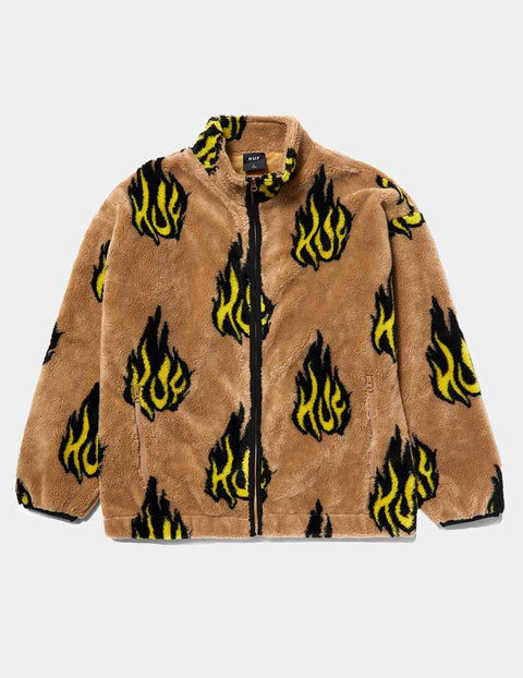 HUF Flamin Zip Sherpa Fleece - Oatmeal