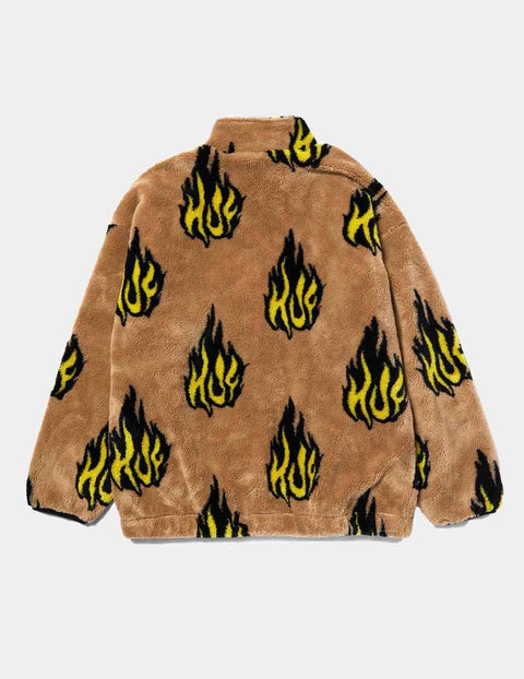 HUF Flamin Zip Sherpa Fleece - Oatmeal