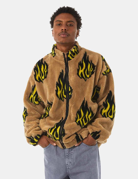 HUF Flamin Zip Sherpa Fleece - Oatmeal