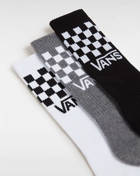 Vans Classic Check Crew Socks 3 Pack - Black / Grey / White