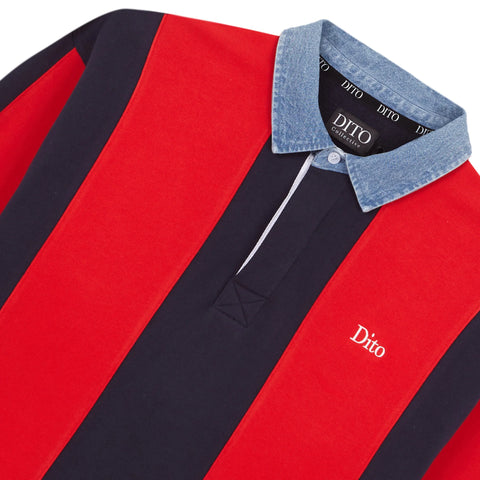 Dito Collective Denim Collar Polo - Red / Blue