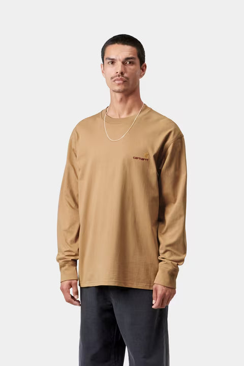 Carhartt WIP L/S American Script Tee - WIP Dusty H Brown