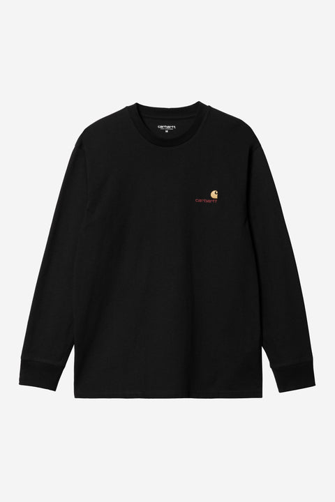 Carhartt WIP L/S American Script Tee - Black