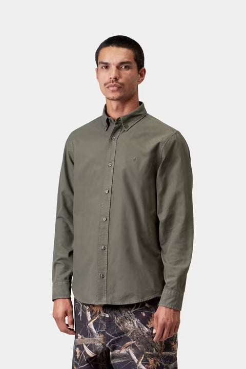 Carhartt WIP L/S Bolton Shirt - Shungite, Garment Dyed