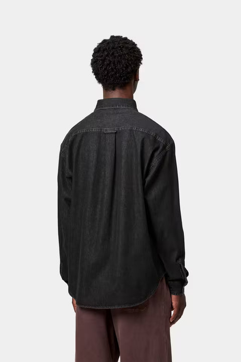 Carhartt WIP L/S Lucas Shirt - Black Stone Washed