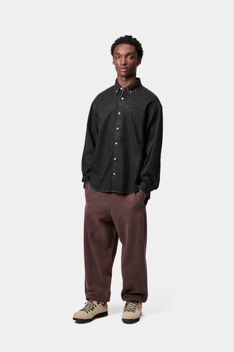 Carhartt WIP L/S Lucas Shirt - Black Stone Washed