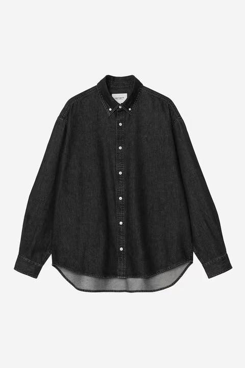 Carhartt WIP L/S Lucas Shirt - Black Stone Washed