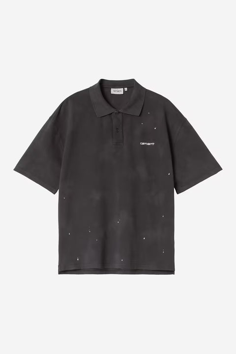 Carhartt WIP Painter Polo - Black, Destroy Wash, splatter