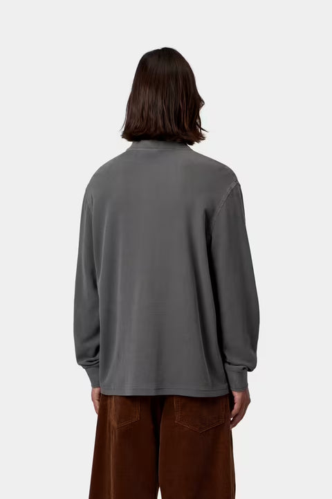 Carhartt WIP Waffle Rugby Shirt - Black, Garment Dyed