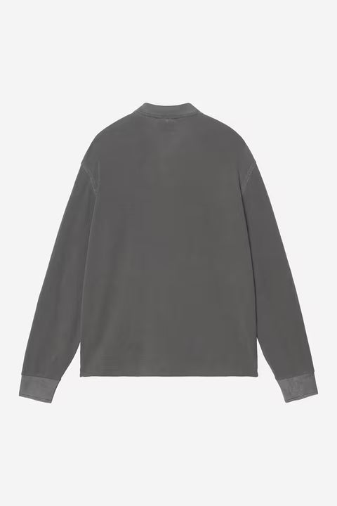 Carhartt WIP Waffle Rugby Shirt - Black, Garment Dyed