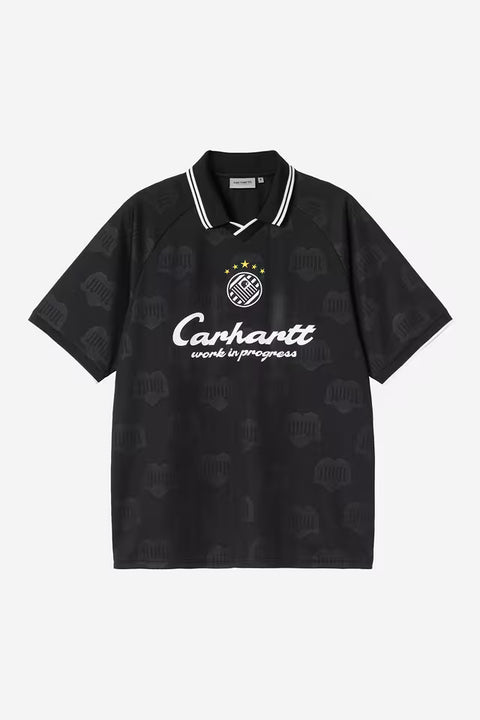 Carhartt WIP S/S Terrace Football Tee - Heart Train Jacquard, Black