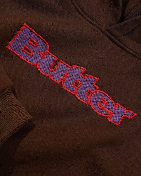 Butter Goods Ripstop Logo Applique Pullover Hoodie - Dark Brown
