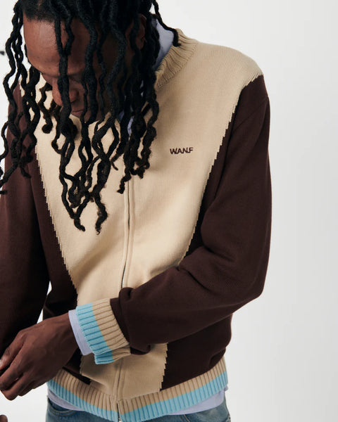 We Are Not Friends Sport WANF Knit Jacket - Chocolate / Sky