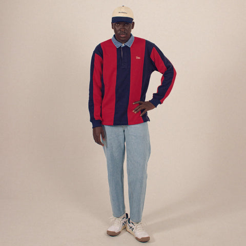 Dito Collective Denim Collar Polo - Red / Blue