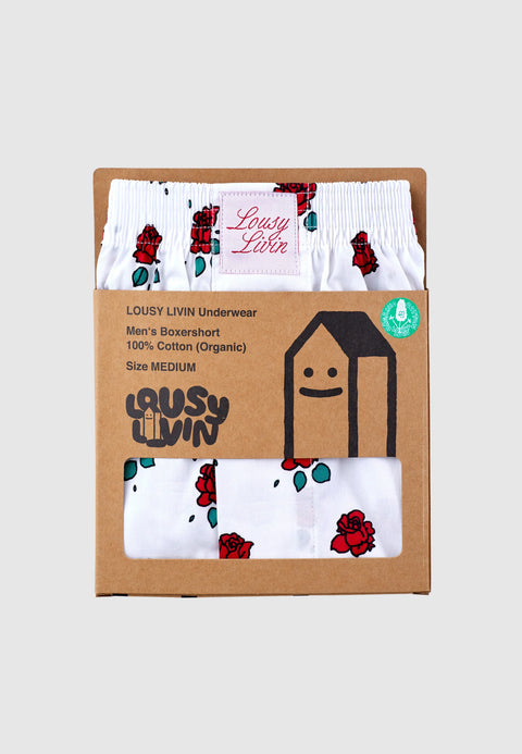 Lousy Livin Boxershorts Roses - White