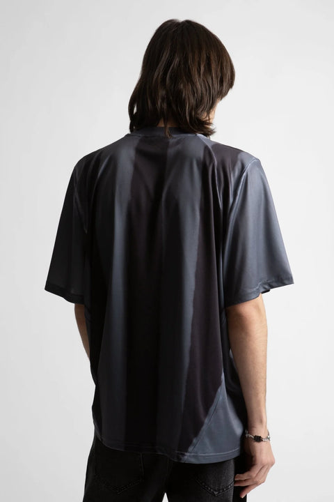 Wasted Paris Spray Football Tee - Black / Stone