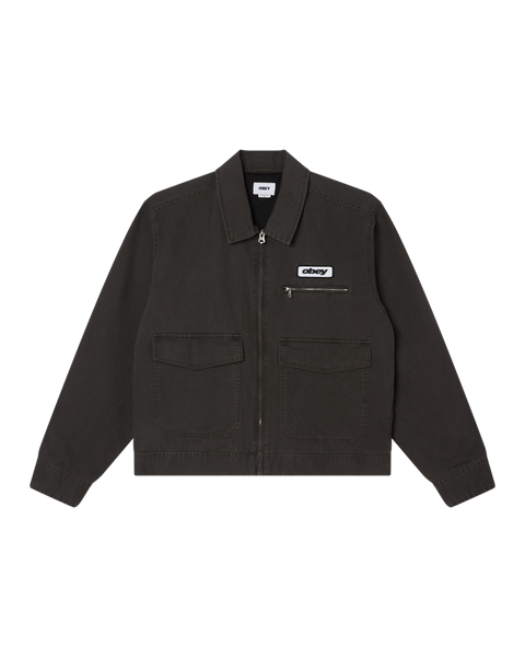 OBEY Walter Work Jacket - Black Faded Wash