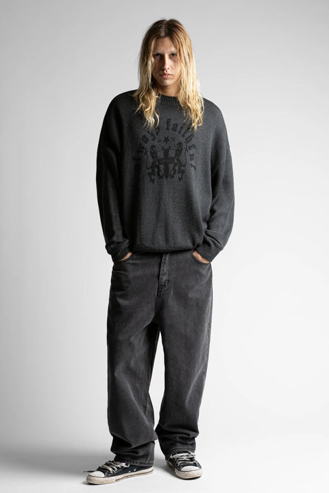 Wasted Paris Pull Emblem Sweater - Old Black