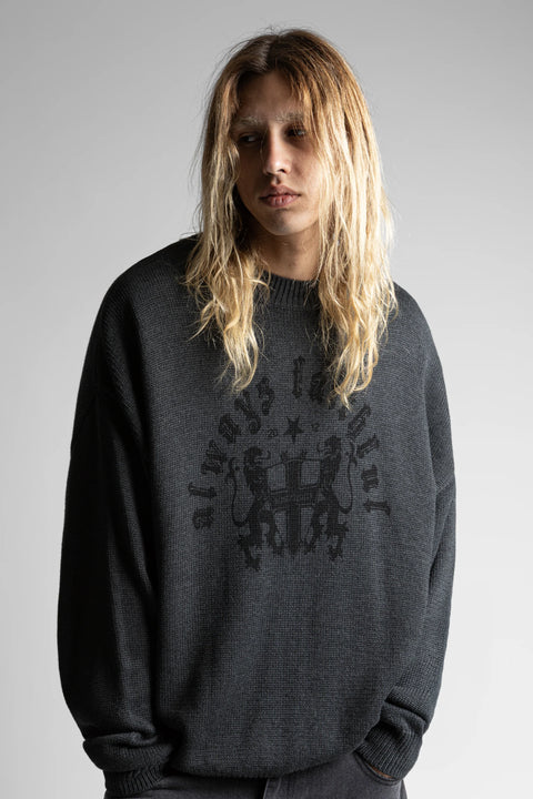 Wasted Paris Pull Emblem Sweater - Old Black
