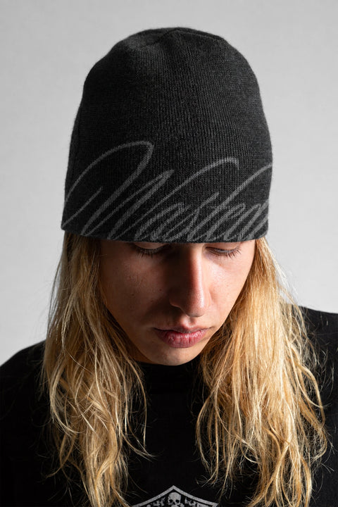 Wasted Paris Script Brow Beanie - Old Black