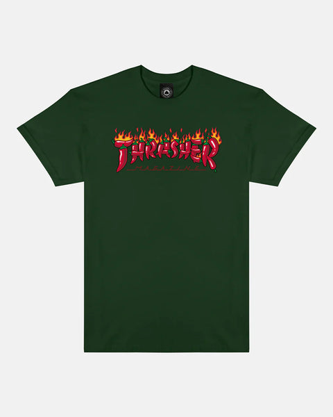 Thrasher Fuego Tee - Forest Green