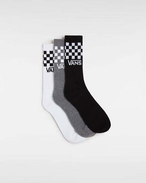 Vans Classic Check Crew Socks 3 Pack - Black / Grey / White