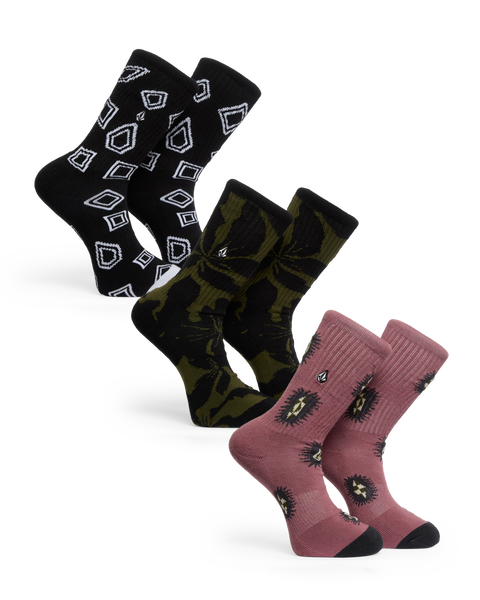 Volcom Print Mixer Socks 3 Pack - Multi