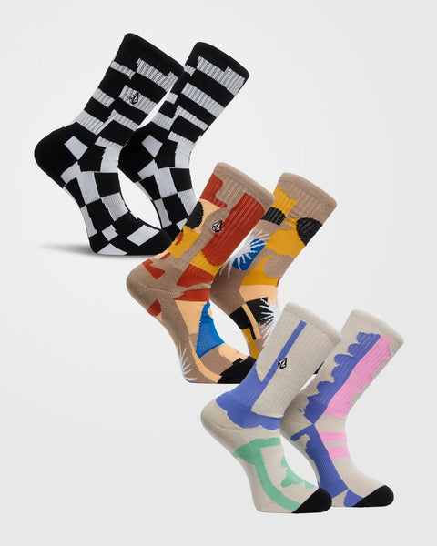 Volcom Print Mixer Socks 3 Pack - Multi