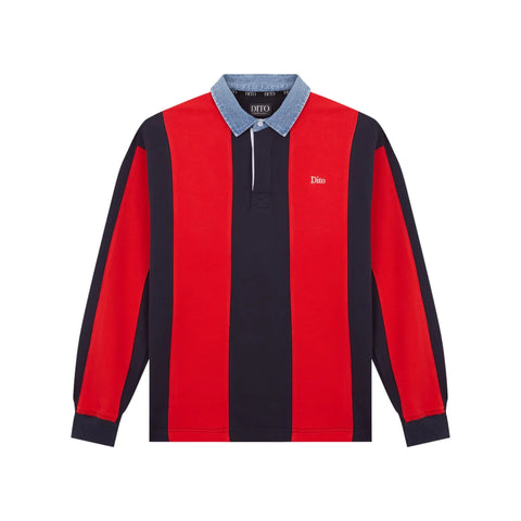 Dito Collective Denim Collar Polo - Red / Blue