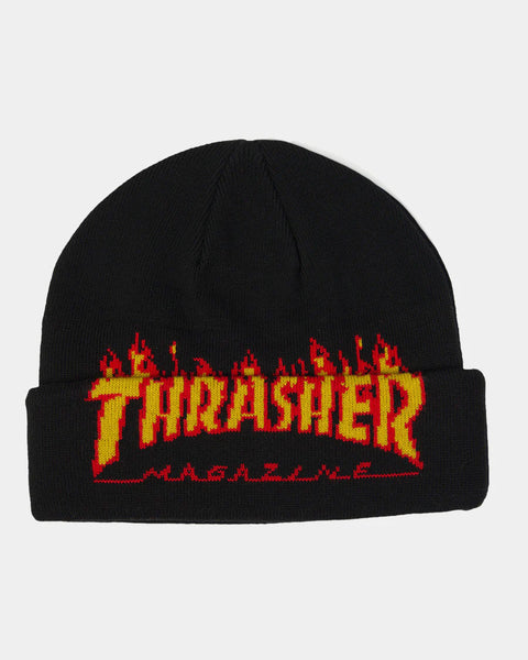 Thrasher Flame Fold Beanie - Black