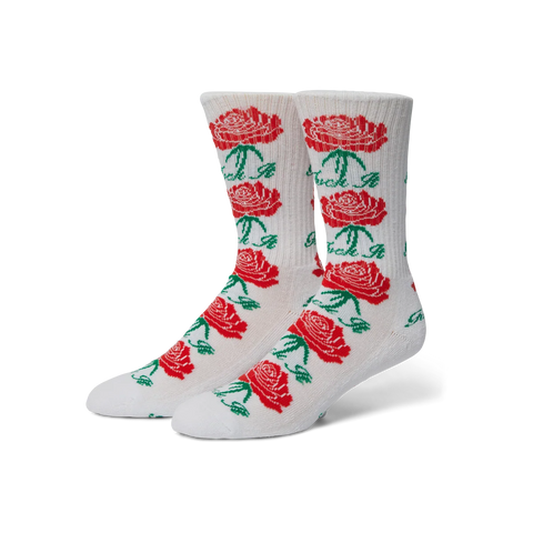 HUF Fuck It Rose Crew Socks 1 Pack - White
