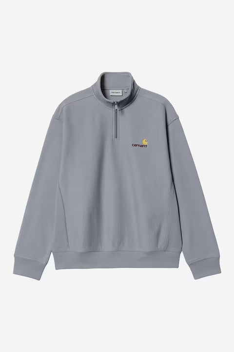Carhartt WIP Half Zip American Script Sweatshirt - Shady Blue