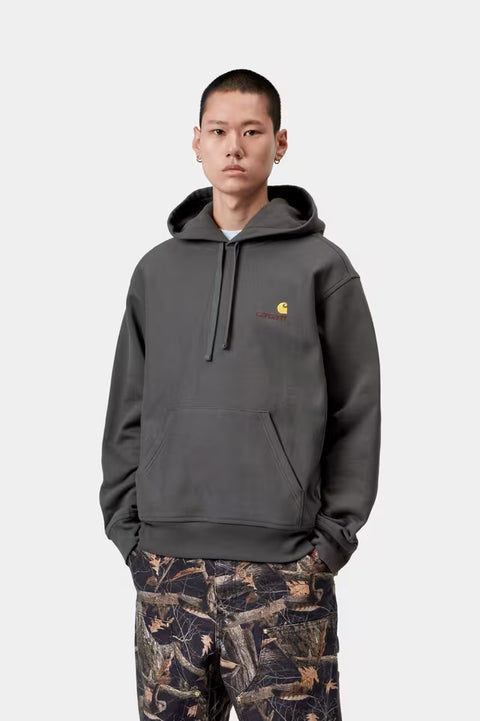 Carhartt WIP Hooded American Script Sweatshirt - Graphite