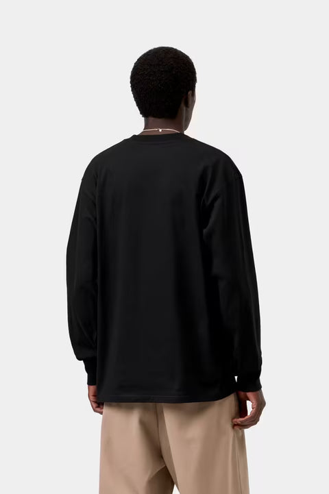 Carhartt WIP L/S American Script Tee - Black