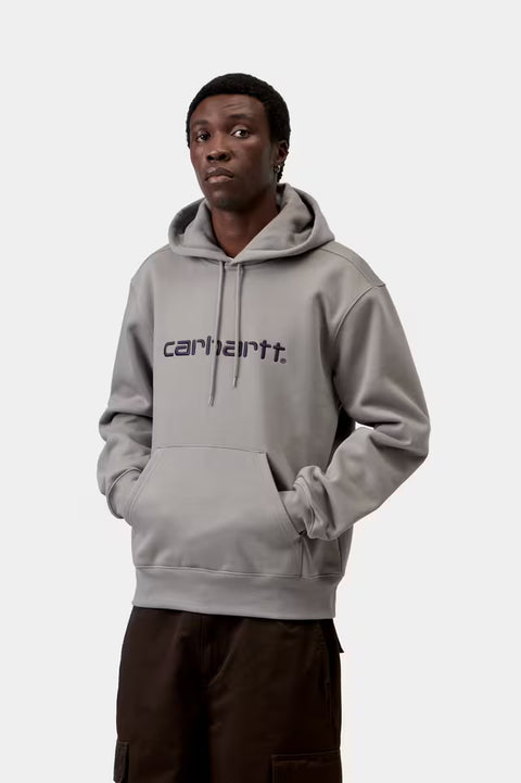 Carhartt WIP Hooded Carhartt Sweatshirt - Shady Grey / Dark Navy