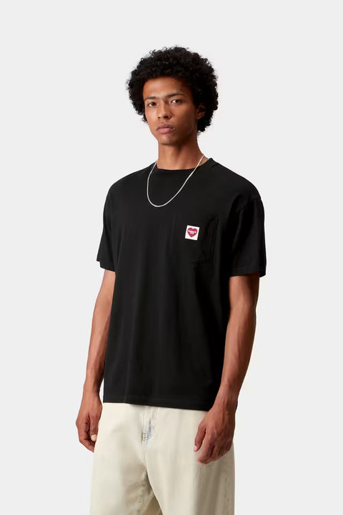 Carhartt WIP S/S Pocket Heart Tee - Black / Red