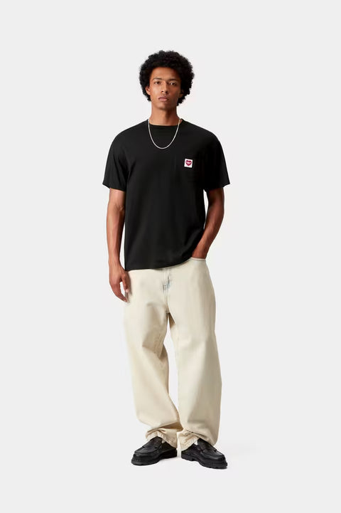 Carhartt WIP S/S Pocket Heart Tee - Black / Red