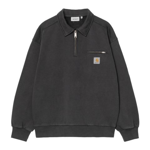 Carhartt WIP Half Zip Detroit Sweatshirt - Black Stone Washed