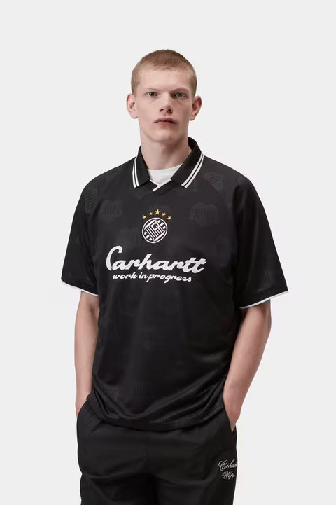 Carhartt WIP S/S Terrace Football Tee - Heart Train Jacquard, Black