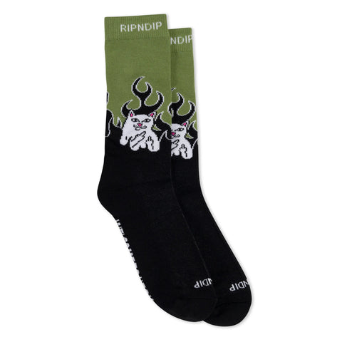 Rip N Dip Welcome to Heck Sock 1 Pack - Black / Green