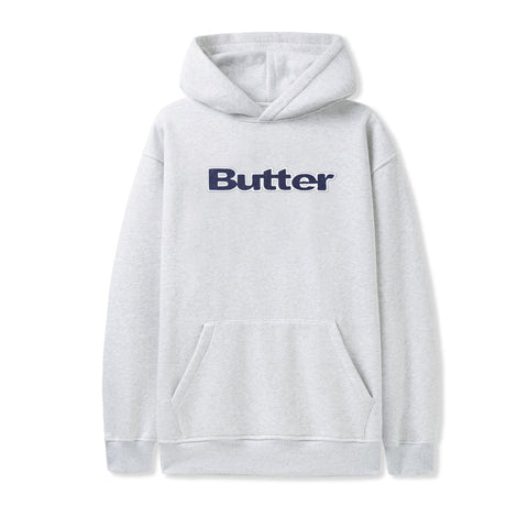 Butter Goods Logo Denim Applique Pullover Hoodie - Ash