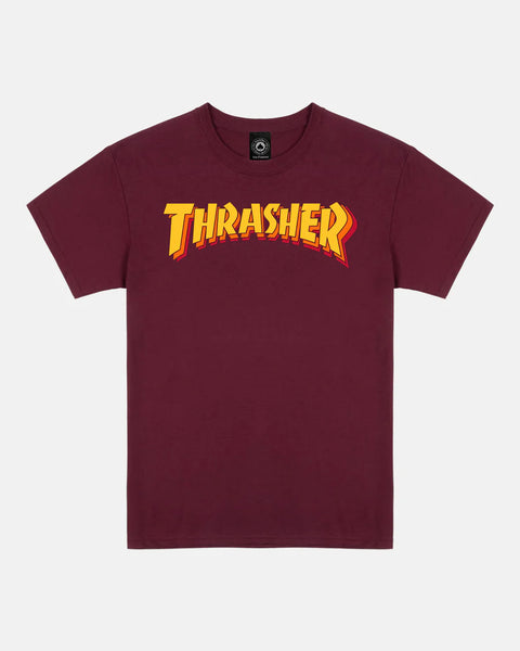 Thrasher Stacked Tee - Burgundy