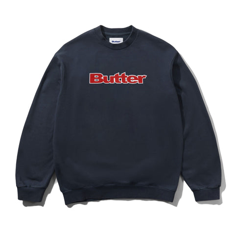 Butter Goods Satin Logo Applique Crewneck - Navy