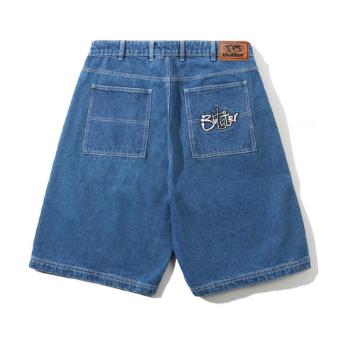 Butter Goods Scribble Denim Shorts - Mid Blue