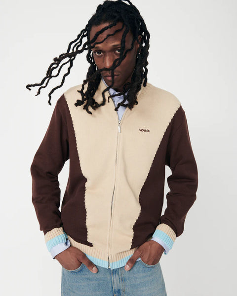 We Are Not Friends Sport WANF Knit Jacket - Chocolate / Sky