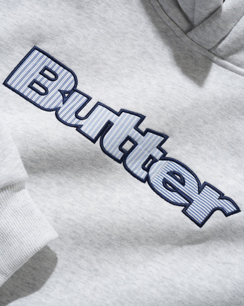 Butter Goods Stripe Logo Applique Pullover Hoodie - Ash